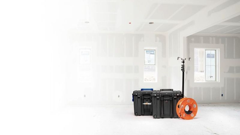 Équipement AeroBarrier en poste dans un logement au stade du second œuvre
